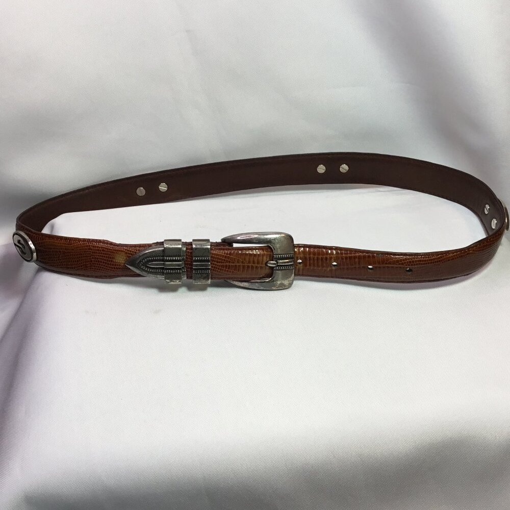 Enmon Brown Italian Saddle Leather Belt - Western Style Women's Size 32 VGUC